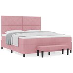 vidaXL Lit Box Spring avec Matelas et Banc Rose 180x200 cm Velours