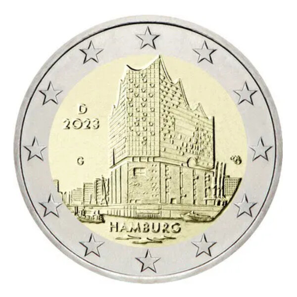 2 euros commémoratives Allemagne 2023 - Hambourg  les 5 ateliers.