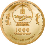 Pièce de monnaie en or 1000 togrog g 0.5 millésime 2023 shaped lunar year year of the rabbit