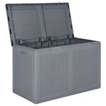 vidaXL Boîte de rangement de jardin gris PP rotin 180 L