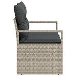 Sofa de jardin 2 places avec coussins en poly rattan gris
