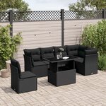 vidaXL Salon de jardin 7 Pièces avec coussins noir résine tressée
