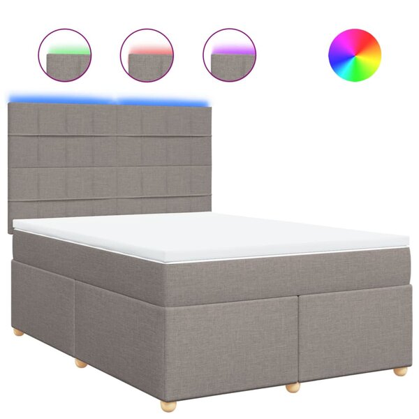 vidaXL Sommier à lattes de lit avec matelas Taupe 160x200 cm Tissu