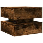 vidaXL Table basse avec lumières LED chêne fumé 50x50x40 cm