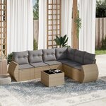 vidaXL Salon de jardin avec coussins 7 Pièces beige résine tressée