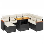 vidaXL Salon de jardin 8 Pièces avec coussins noir résine tressée