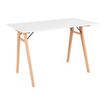 Bureau blanc et bois 120 x 60 x 75 cm