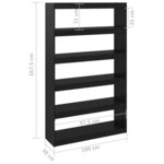 vidaXL Bibliothèque/Séparateur de pièce Noir 100x30x167 5cm Pin massif