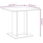 vidaXL Table à dîner Chêne fumé 80x80x75 cm Bois d'ingénierie