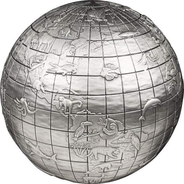Pièce de monnaie en Argent 25 Dollars g 1000 (1 Kg) Millésime 2023 ANIMALS OF THE WORLD 3D