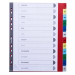 Intercalaires Imprimés Mensuel Pp Couleurs 12/100e - 12 Positions - A4+ - Assorties Vives - X 20 - Exacompta