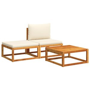vidaXL Ensemble de canapés de jardin 3 pièces avec coussins bois d'acacia et corde