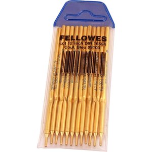 Lot de 12 recharges stylo bille sur socle pte fine bleu fellowes