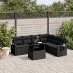 vidaXL Salon de jardin 7 Pièces avec coussins noir résine tressée