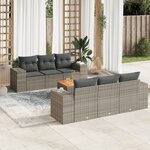 vidaXL Salon de jardin avec coussins 7 Pièces gris résine tressée