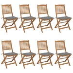 vidaXL Chaises pliables de jardin 8 Pièces avec coussins Bois d'acacia