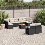 vidaXL Salon de jardin 10 Pièces avec coussins noir résine tressée