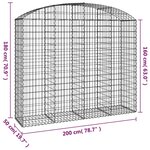 vidaXL Panier de gabions arqué 200x50x160/180 cm Fer galvanisé