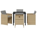 vidaXL Ensemble repas de jardin 5 pièces avec coussins beige en poly rotin