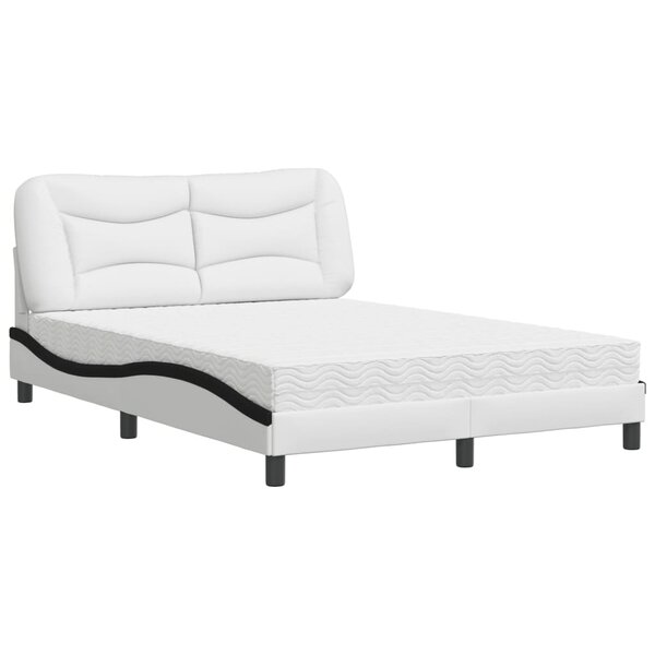 vidaXL Lit avec matelas blanc et noir 140x200 cm similicuir
