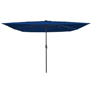 Parasol carré pour le jardin vidaXL avec lumières LED 295x245 cm Bleu azur