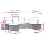 vidaXL Canapé de jardin 6 pièces avec coussins Marron en Poly Rotin