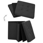 vidaXL Tabouret de rangement pliable Noir Faux lin