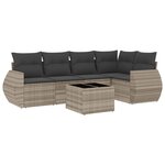 vidaXL Salon de jardin 6 Pièces avec coussins gris clair résine tressée