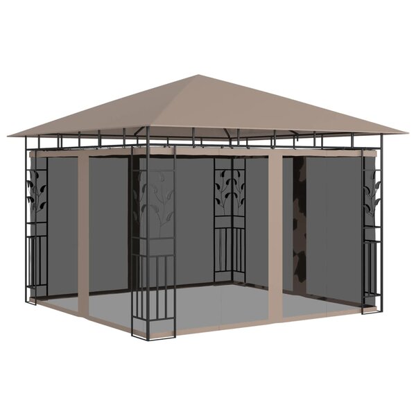 vidaXL Belvédère avec moustiquaire 3x3x2 73 m Taupe 180 g/m²
