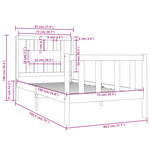 vidaXL Cadre de lit Noir Bois massif 75x190 cm Petit simple