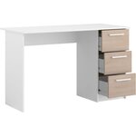 Bureau 3 tiroirs - chêne et blanc 121 x 55 x Hauteur 74 5 cm