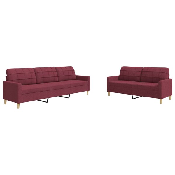 vidaXL Ensemble de canapés 2 Pièces rouge bordeaux tissu