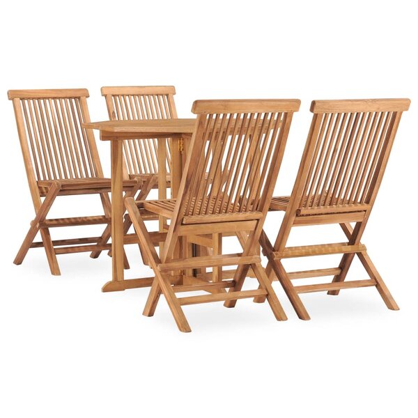 vidaXL Ensemble à manger d'extérieur pliable 5 Pièces Bois solide de teck
