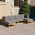 vidaXL Salon de jardin 6 Pièces avec coussins Bois de pin massif