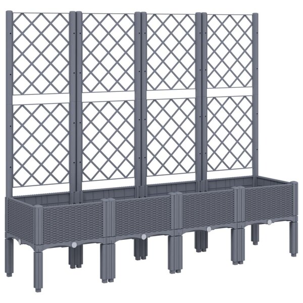 vidaXL Jardinière avec treillis gris 160x40x142 cm PP