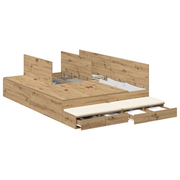 vidaXL Cadre de lit de rangement en chêne artisanal 140x200 cm