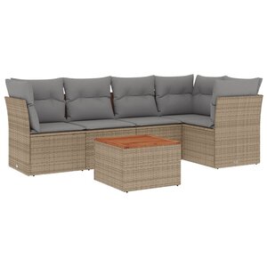 vidaXL Salon de jardin avec coussins 6 Pièces beige résine tressée