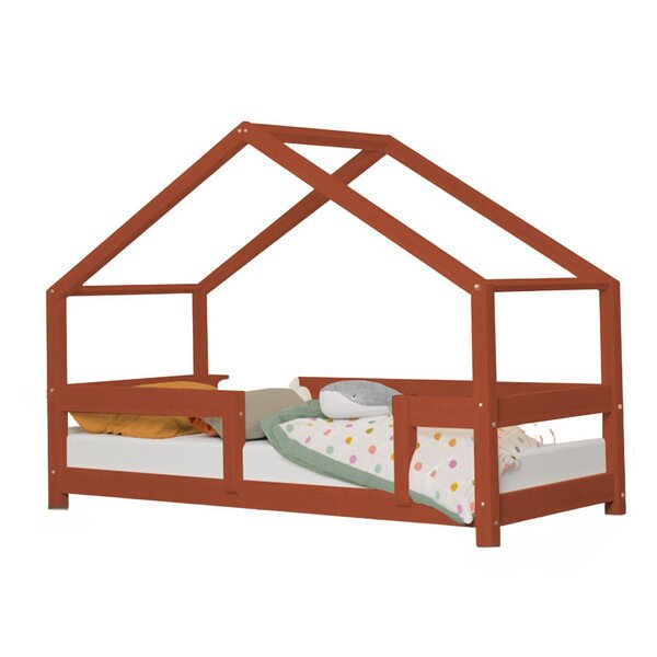 Lit cabane enfant LUCKY 120 x 200 rouge brique