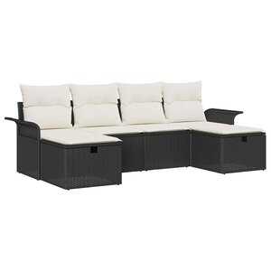 vidaXL Ensemble de canapé de jardin avec coussin 6 Pièces Noir et crème