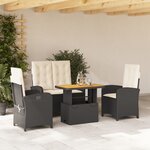 vidaXL Ensemble à manger de jardin 4 Pièces avec coussins noir