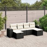 vidaXL Salon de jardin 6 Pièces avec coussins noir résine tressée