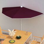 vidaXL Demi-parasol de jardin avec mât 180x90 cm Rouge bordeaux