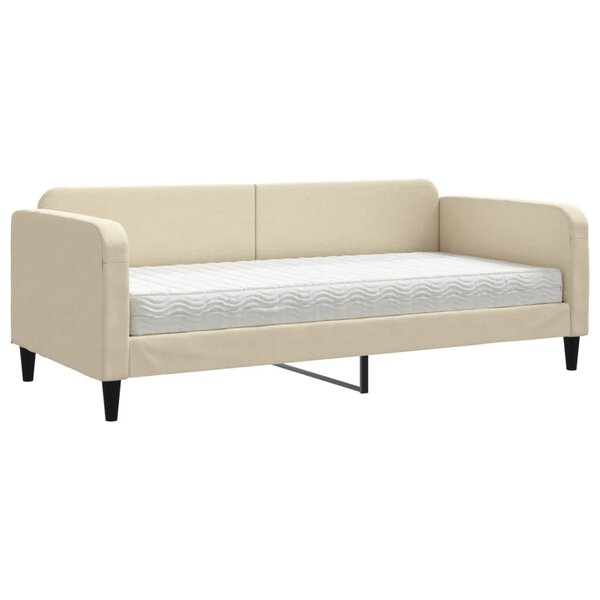 vidaXL Lit de jour avec matelas crème 90x200 cm tissu