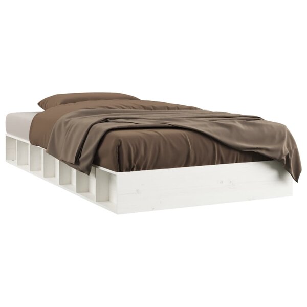 vidaXL Cadre de lit Blanc 120x190 cm Petit double Bois massif