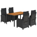 vidaXL Ensemble à manger de jardin coussins 5Pièces Noir Résine tressée
