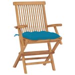 vidaXL Chaises de jardin lot de 2 avec coussins bleu clair Teck massif