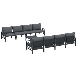 vidaXL Ensemble de canapé de jardin avec coussin 9 Pièces Noir Acier