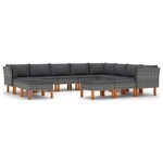 vidaXL Salon de jardin 12 Pièces avec coussins Résine tressée Gris