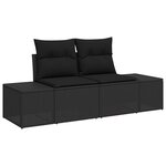vidaXL Ensemble de canapés de jardin 8 pièces avec coussins Noir Poly Rattan Acacia