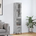 vidaXL Buffet haut Gris béton 34 5x34x180 cm Bois d'ingénierie